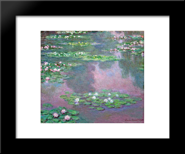 Water Lilies 20x24 Black Modern Wood Framed Art Print Poster by Monet, Claude