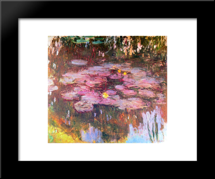 Water Lilies 20x24 Black Modern Wood Framed Art Print Poster by Monet, Claude