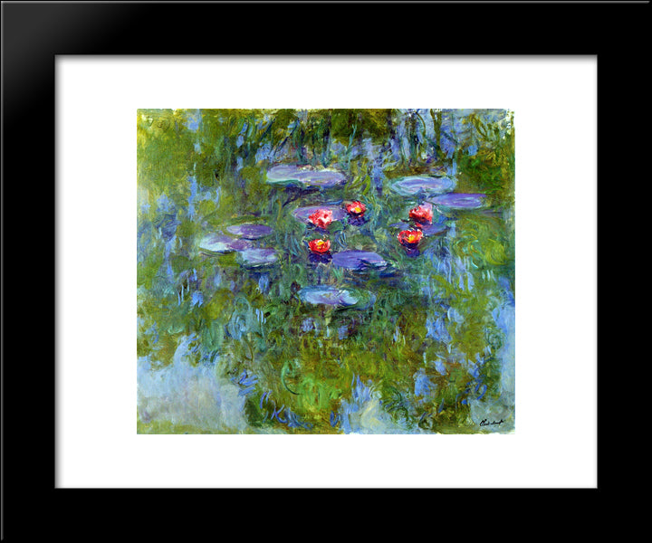 Water Lilies 20x24 Black Modern Wood Framed Art Print Poster by Monet, Claude