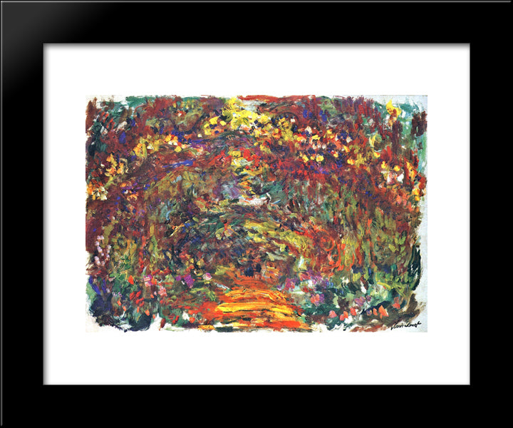 Path Under The Rose Trellises, Giverny 20x24 Black Modern Wood Framed Art Print Poster by Monet, Claude