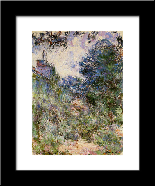 The House Seen From The Rose Garden 20x24 Black Modern Wood Framed Art Print Poster by Monet, Claude