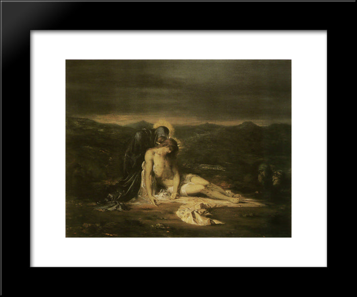 Pieta 20x24 Black Modern Wood Framed Art Print Poster by Moreau, Gustave