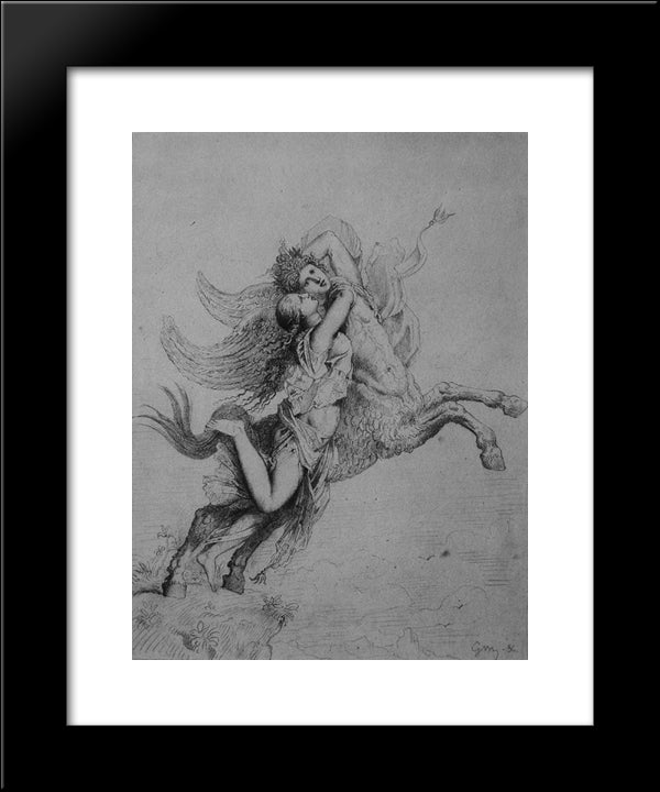 The Chimera 20x24 Black Modern Wood Framed Art Print Poster by Moreau, Gustave