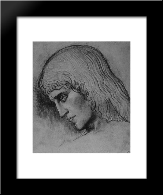 Study For The Head Of `Oedipus 20x24 Black Modern Wood Framed Art Print Poster by Moreau, Gustave