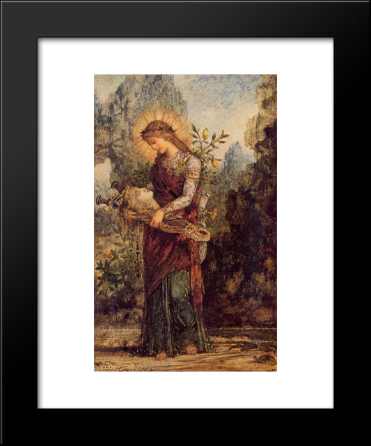 Thracian Girl Carrying The Head Of Orpheus 20x24 Black Modern Wood Framed Art Print Poster by Moreau, Gustave