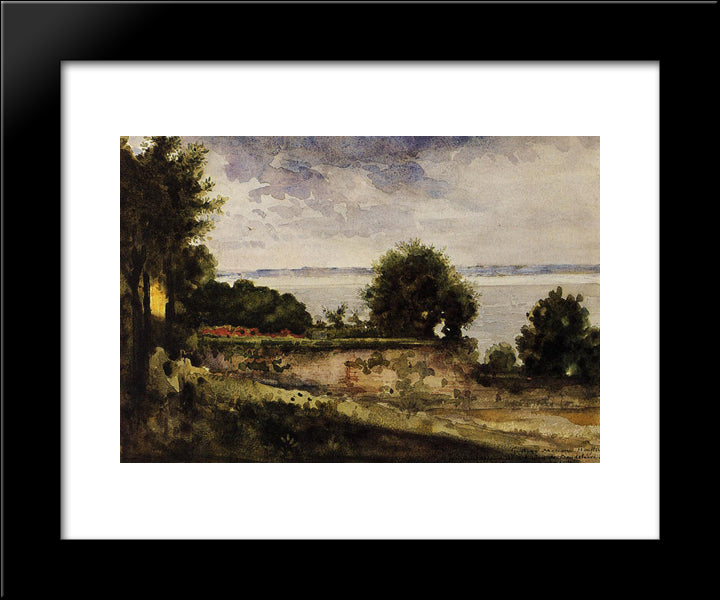 View Of The Garden Of Madame Aupick, Mother Of Baudelaire 20x24 Black Modern Wood Framed Art Print Poster by Moreau, Gustave
