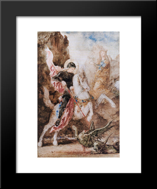 Saint George 20x24 Black Modern Wood Framed Art Print Poster by Moreau, Gustave