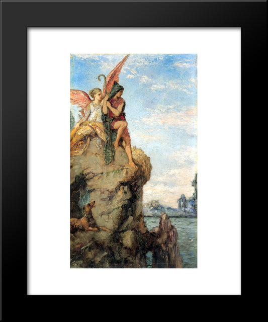 Hesiod And The Muse 20x24 Black Modern Wood Framed Art Print Poster by Moreau, Gustave