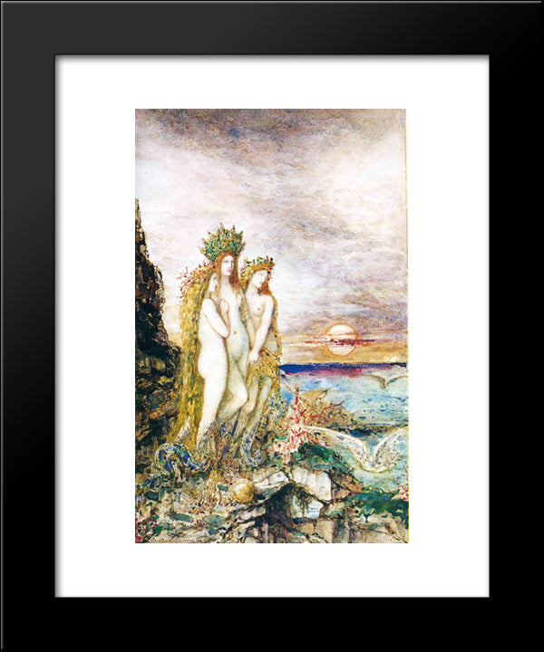 The Sirens 20x24 Black Modern Wood Framed Art Print Poster by Moreau, Gustave