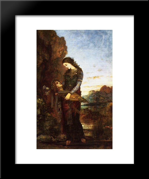 Young Thracian Woman Carrying The Head Of Orpheus 20x24 Black Modern Wood Framed Art Print Poster by Moreau, Gustave