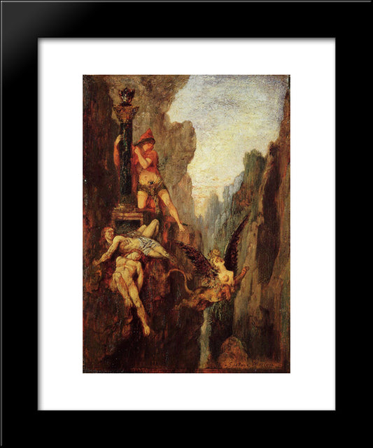 The Sphinx Defeated 20x24 Black Modern Wood Framed Art Print Poster by Moreau, Gustave