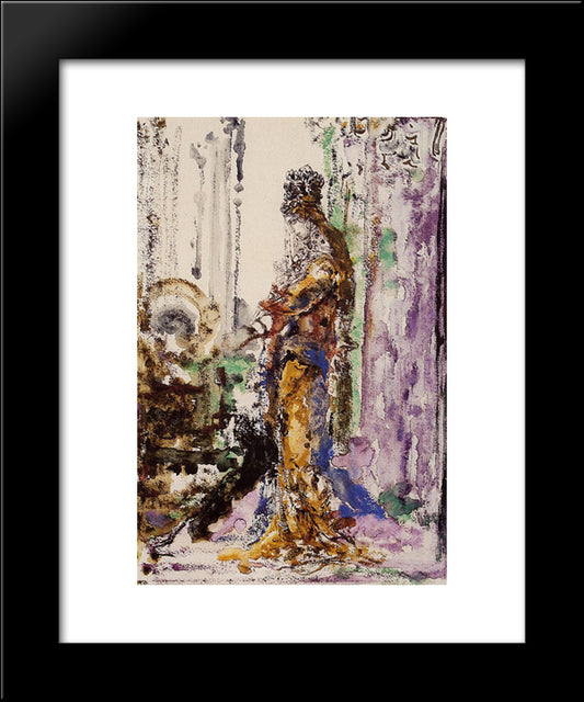 Woman And Panther (Salome And The Panther) 20x24 Black Modern Wood Framed Art Print Poster by Moreau, Gustave