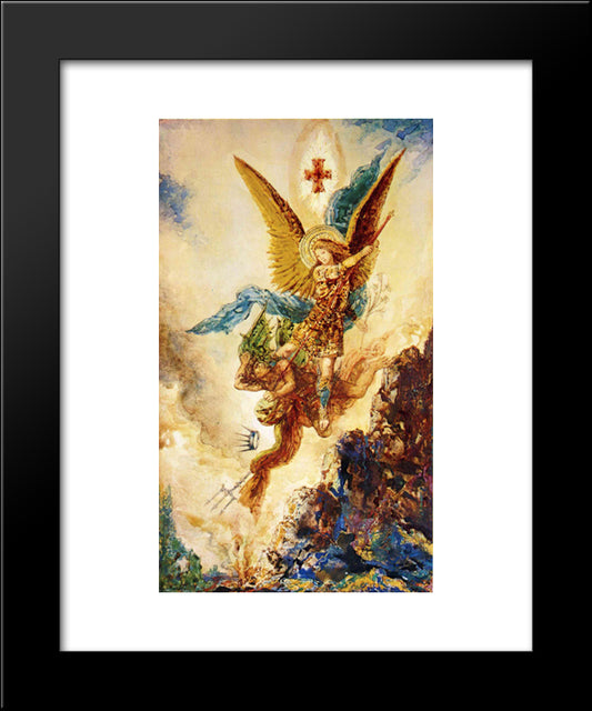 Saint Michael Vanquishing Satan 20x24 Black Modern Wood Framed Art Print Poster by Moreau, Gustave