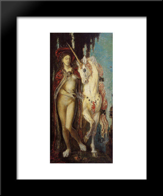 The Unicorn 20x24 Black Modern Wood Framed Art Print Poster by Moreau, Gustave