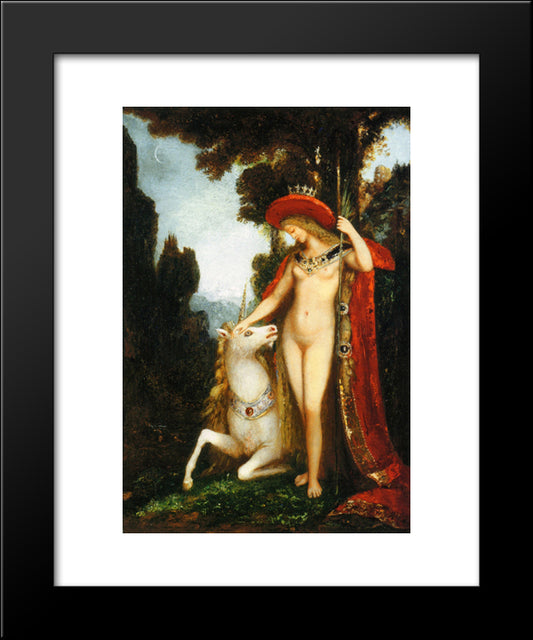 The Unicorne 20x24 Black Modern Wood Framed Art Print Poster by Moreau, Gustave