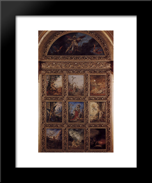 Humanity: The Golden Age Depicting Three Scenes From The Lives Of Adam And Eve 20x24 Black Modern Wood Framed Art Print Poster by Moreau, Gustave