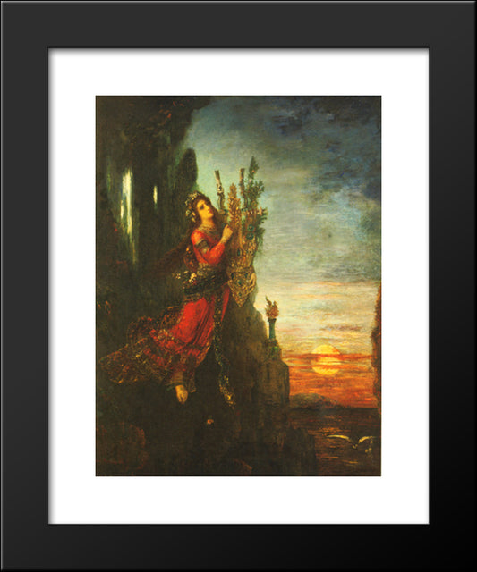 Sappho 20x24 Black Modern Wood Framed Art Print Poster by Moreau, Gustave