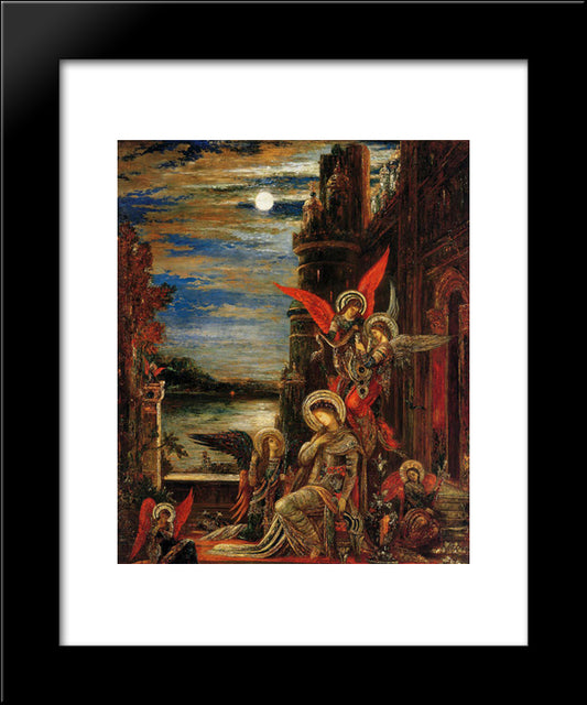 St. Cecilia (The Angels Announcing Her Coming Martyrdom) 20x24 Black Modern Wood Framed Art Print Poster by Moreau, Gustave