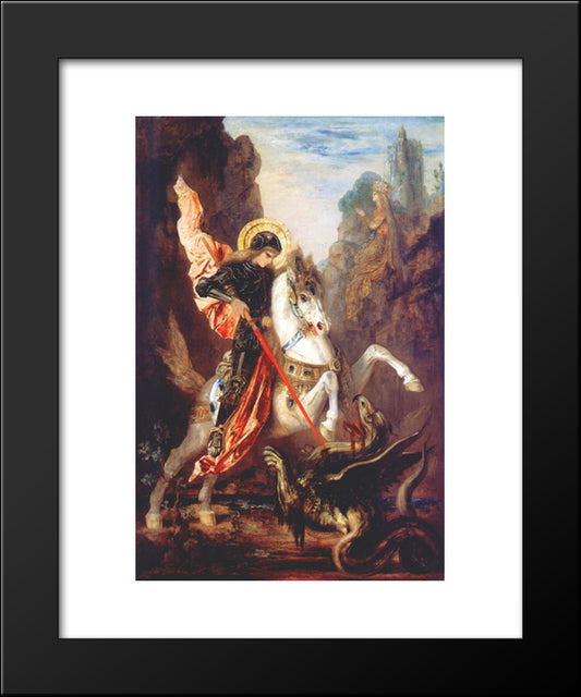 Saint George 20x24 Black Modern Wood Framed Art Print Poster by Moreau, Gustave