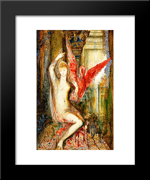 Women Ibis Pink 20x24 Black Modern Wood Framed Art Print Poster by Moreau, Gustave