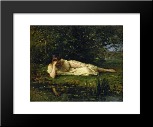 Study, The Water'S Edge 20x24 Black Modern Wood Framed Art Print Poster by Morisot, Berthe
