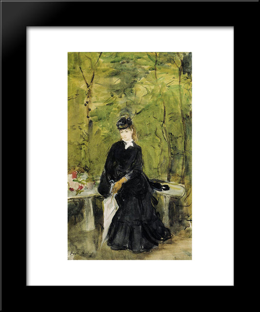 Young Lady Seated On A Bench 20x24 Black Modern Wood Framed Art Print Poster by Morisot, Berthe