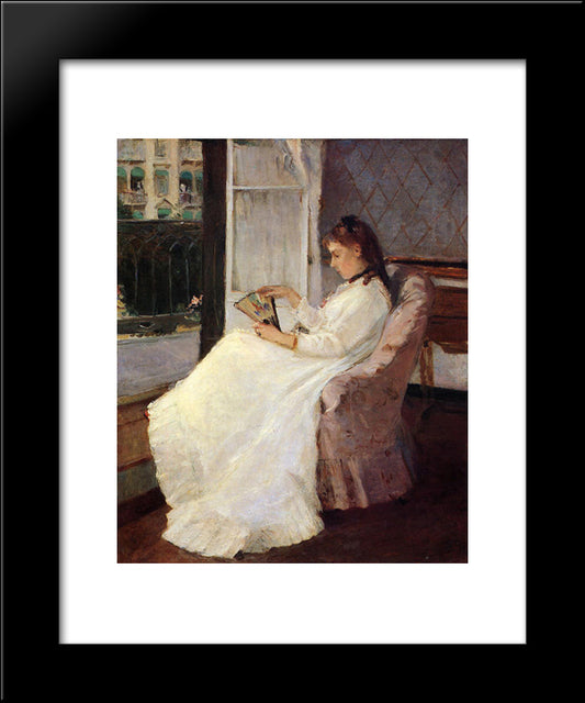 The Artist'S Sister At A Window 20x24 Black Modern Wood Framed Art Print Poster by Morisot, Berthe