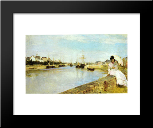 The Harbor At Lorient 20x24 Black Modern Wood Framed Art Print Poster by Morisot, Berthe