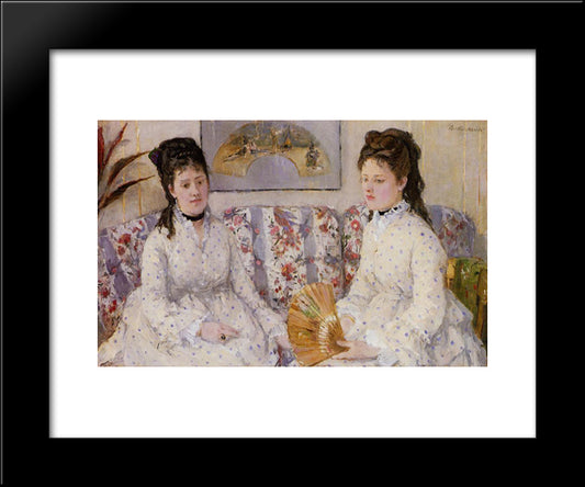 Two Sisters On A Couch 20x24 Black Modern Wood Framed Art Print Poster by Morisot, Berthe
