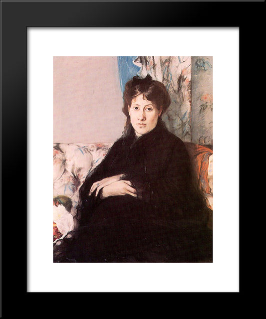 Portrait Of Edma Pontillon 20x24 Black Modern Wood Framed Art Print Poster by Morisot, Berthe