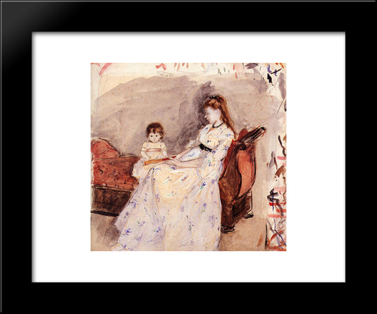 The Artist'S Sister Edma With Her Daughter Jeanne 20x24 Black Modern Wood Framed Art Print Poster by Morisot, Berthe