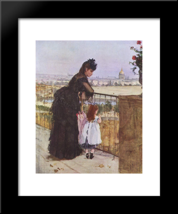 Woman And Child On The Balcony 20x24 Black Modern Wood Framed Art Print Poster by Morisot, Berthe