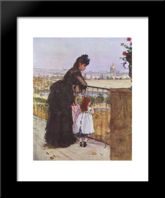 Woman And Child On The Balcony 20x24 Black Modern Wood Framed Art Print Poster by Morisot, Berthe