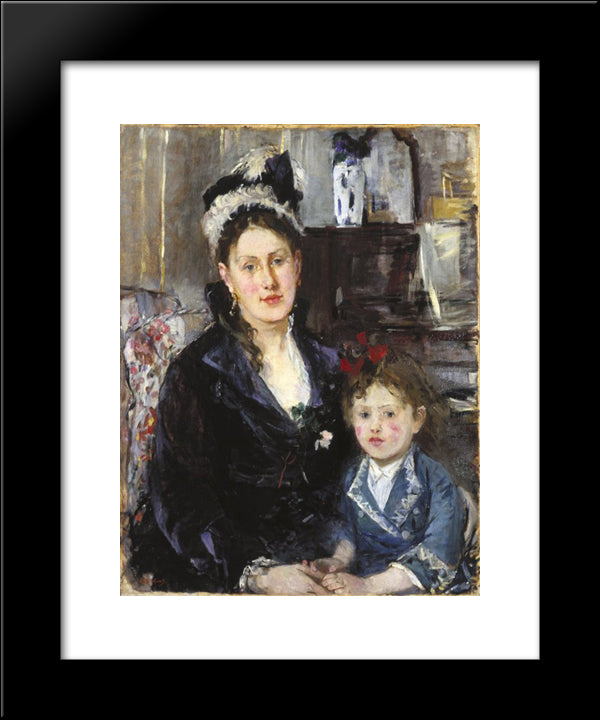 Mme Boursier And Her Daughter 20x24 Black Modern Wood Framed Art Print Poster by Morisot, Berthe