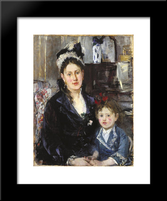 Mme Boursier And Her Daughter 20x24 Black Modern Wood Framed Art Print Poster by Morisot, Berthe
