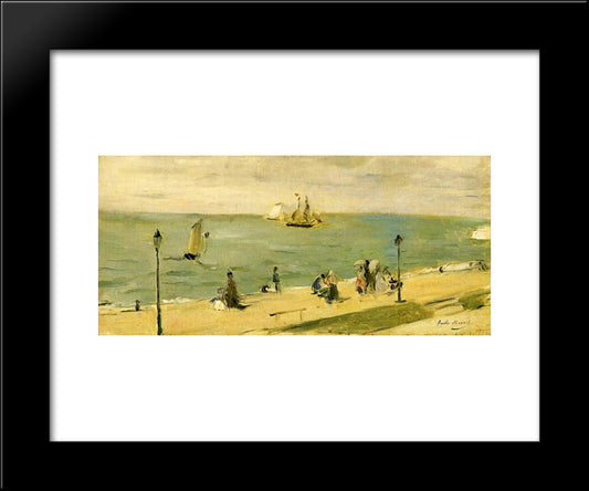 The Beach At Petit Dalles (Aka On The Beach) 20x24 Black Modern Wood Framed Art Print Poster by Morisot, Berthe