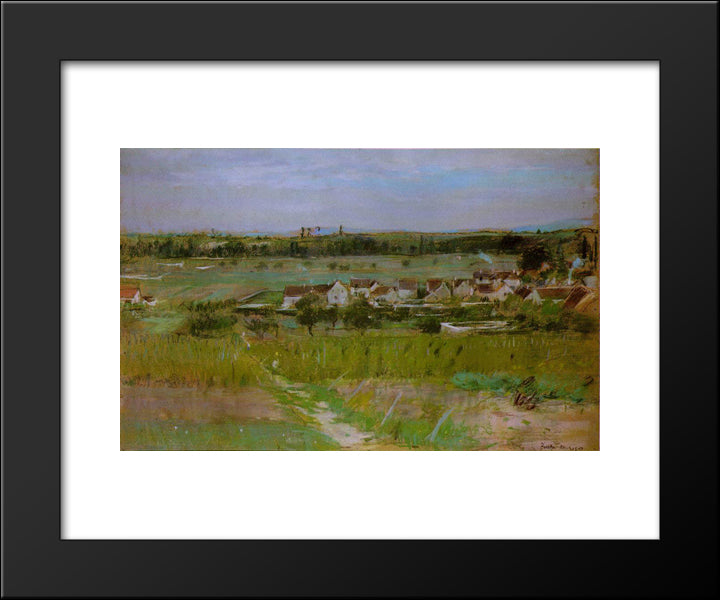The Village Of Maurecourt 20x24 Black Modern Wood Framed Art Print Poster by Morisot, Berthe