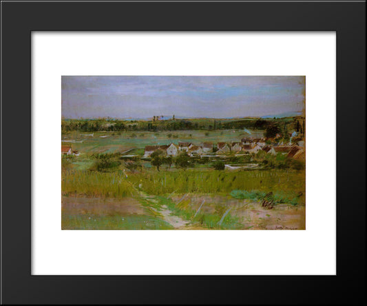 The Village Of Maurecourt 20x24 Black Modern Wood Framed Art Print Poster by Morisot, Berthe