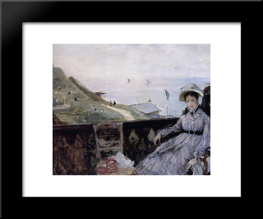 On The Terrace 20x24 Black Modern Wood Framed Art Print Poster by Morisot, Berthe