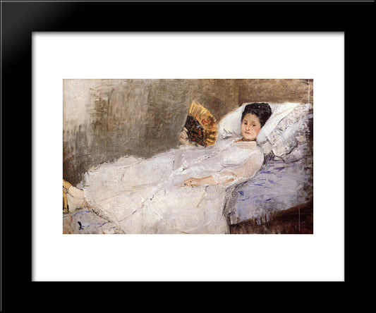 Portrait Of Madame Hubbard 20x24 Black Modern Wood Framed Art Print Poster by Morisot, Berthe