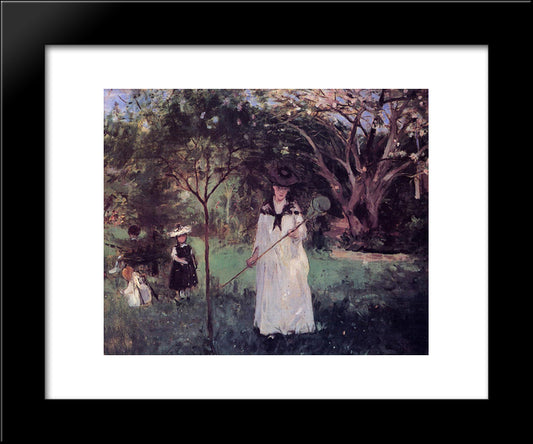 The Butterfly Hunt 20x24 Black Modern Wood Framed Art Print Poster by Morisot, Berthe