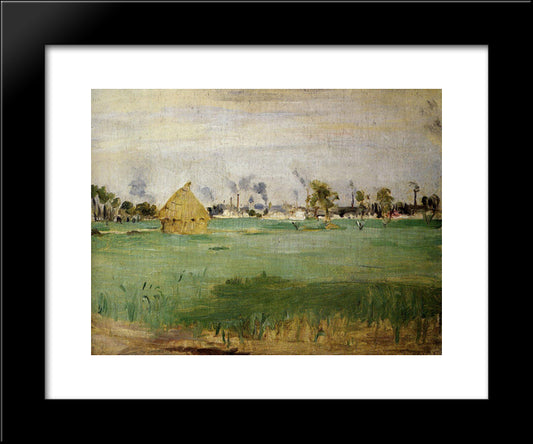 Landscape At Gennevilliers 20x24 Black Modern Wood Framed Art Print Poster by Morisot, Berthe