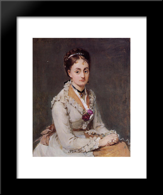 Portrait Of The Artist'S Sister, Mme Edma Pontillon, C.1872-75 20x24 Black Modern Wood Framed Art Print Poster by Morisot, Berthe
