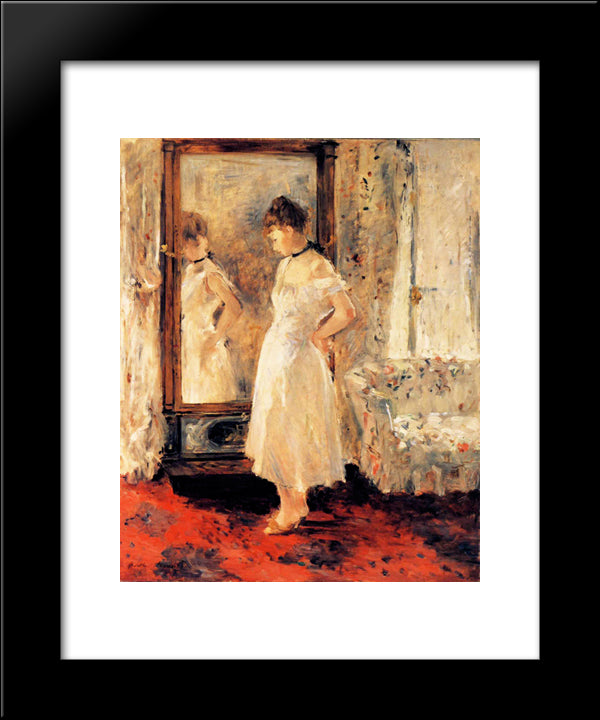 The Cheval Glass 20x24 Black Modern Wood Framed Art Print Poster by Morisot, Berthe