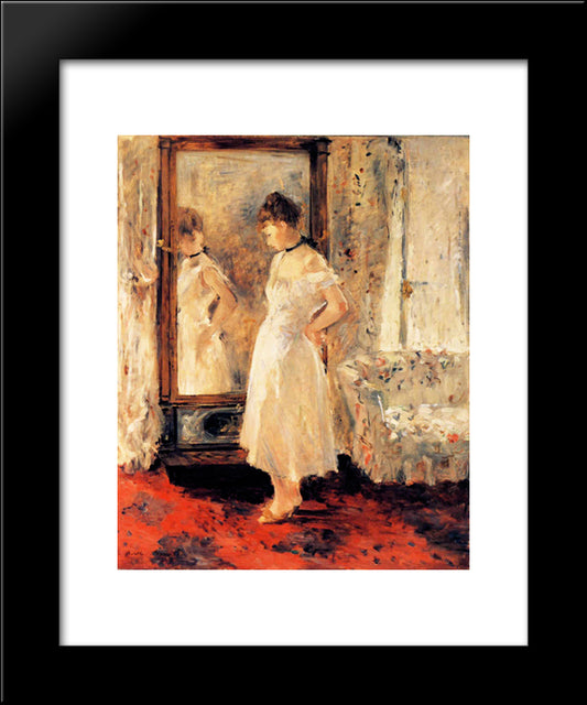 The Cheval Glass 20x24 Black Modern Wood Framed Art Print Poster by Morisot, Berthe