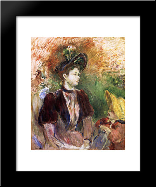 Young Woman And Child, Avenue Du Bois 20x24 Black Modern Wood Framed Art Print Poster by Morisot, Berthe