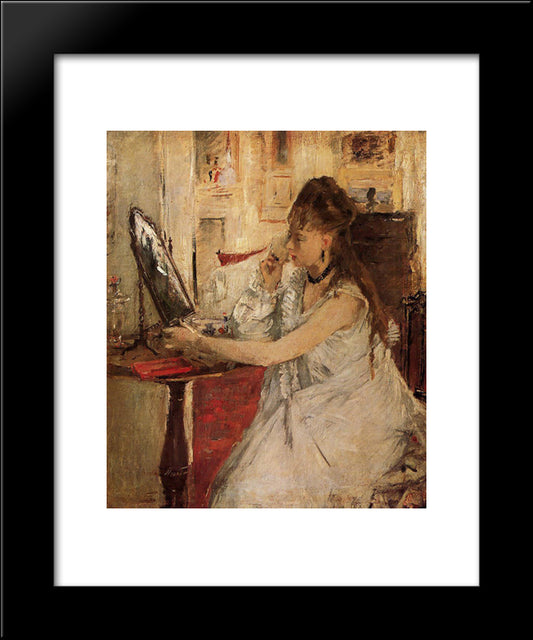 Young Woman Powdering Her Face 20x24 Black Modern Wood Framed Art Print Poster by Morisot, Berthe