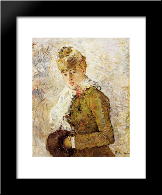Winter (Aka Woman With A Muff) 20x24 Black Modern Wood Framed Art Print Poster by Morisot, Berthe