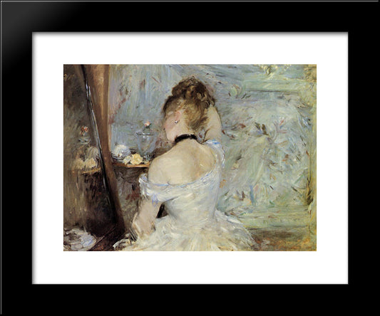 Young Woman At The Mirror 20x24 Black Modern Wood Framed Art Print Poster by Morisot, Berthe