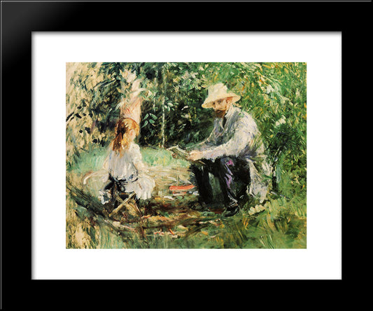 Julie And Eugene Manet 20x24 Black Modern Wood Framed Art Print Poster by Morisot, Berthe